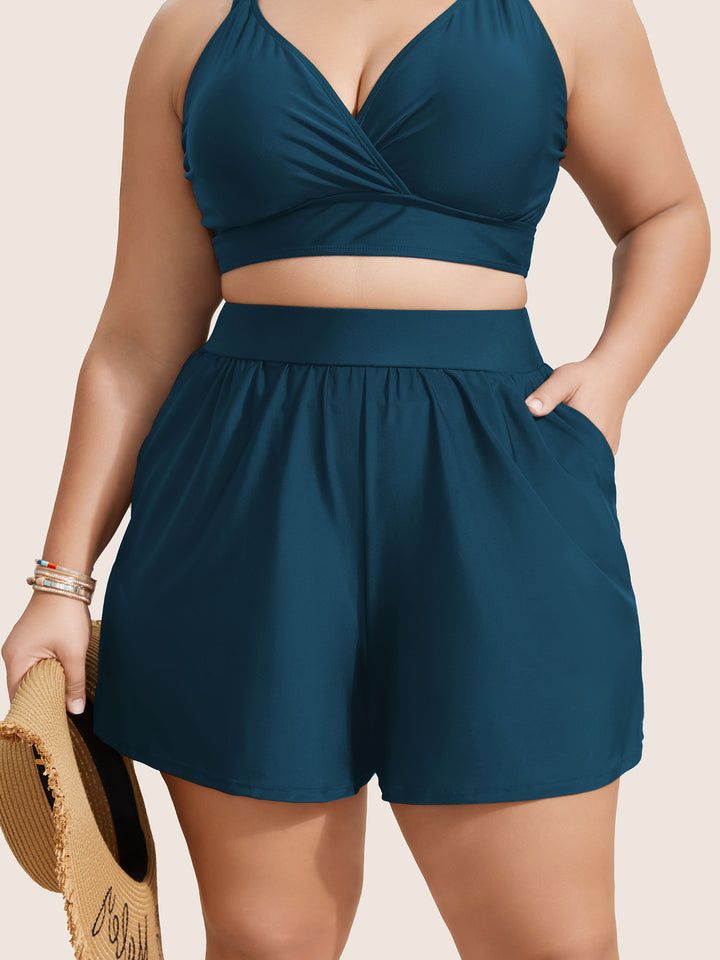 Solid Gathered High Rise Pocket Swim Bottom – BloomChic Bathing Suit And Shorts Outfit, Plus Size Bathing Suits For Women, Plus Size Swimwear Big Belly, Bathing Suits For Curvy Women, Cruise Outfits Caribbean, Plus Size Bathing Suits, Full Coverage Swimwear, Modest Bathing Suit, Bathing Suit Shorts