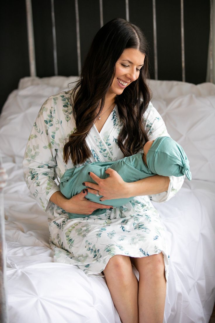 Maternity/Postpartum Robe with Matching or coordinating Swaddle blanket, Hat, and Bow (These are very soft and stretchy) Mama Robe: Eucalyptus print Baby Swaddle, Hat, and Bow: > Available in eucalyptus, sage green, light green, dark green, teal ONE SIZE FITS MOST POSTPARTUM/MATERNITY ROBE: > Length - 38 inches > Width - 62 inches (this is with the robe open/laid flat). The robe does include an inside tie. SWADDLE BLANKET: > 47 inches by 47 inches > this is large and can be used a Robe And Swaddle Set, Eucalyptus Print, Floral Swaddle, Nursing Nightgown, Delivery Gown, Hospital Gifts, Matching Robes, Hospital Outfit, Hospital Gown