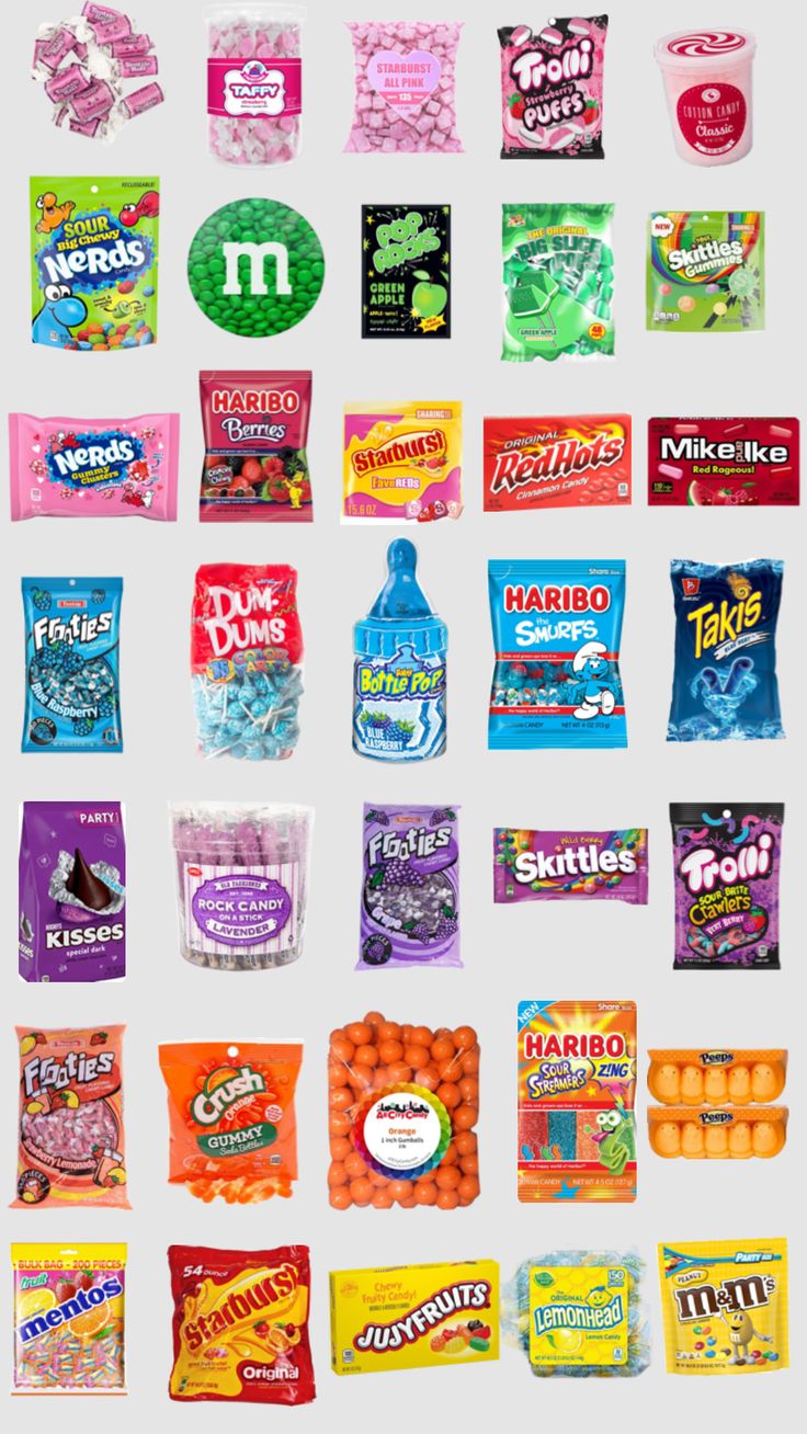 an image of many different types of candy