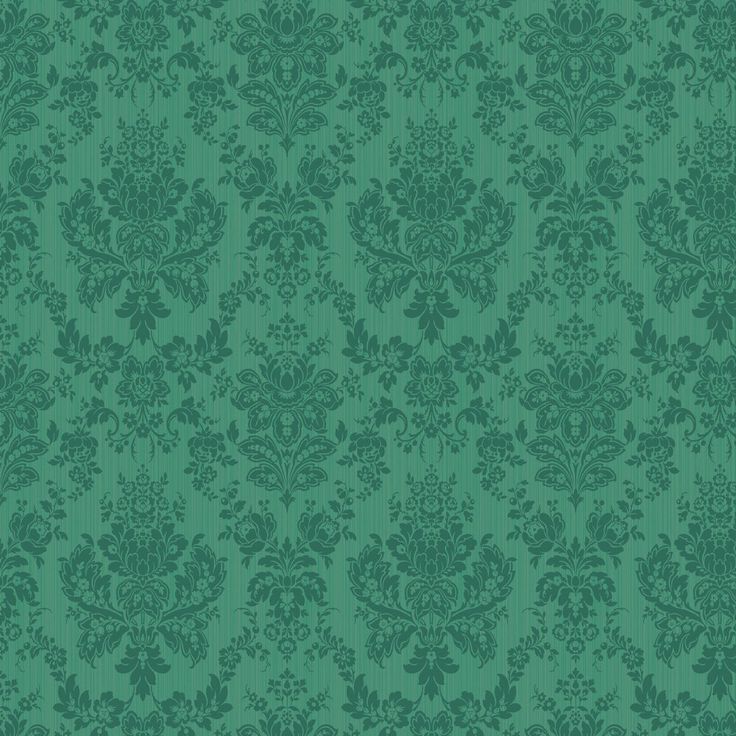 a green wallpaper with an ornate design