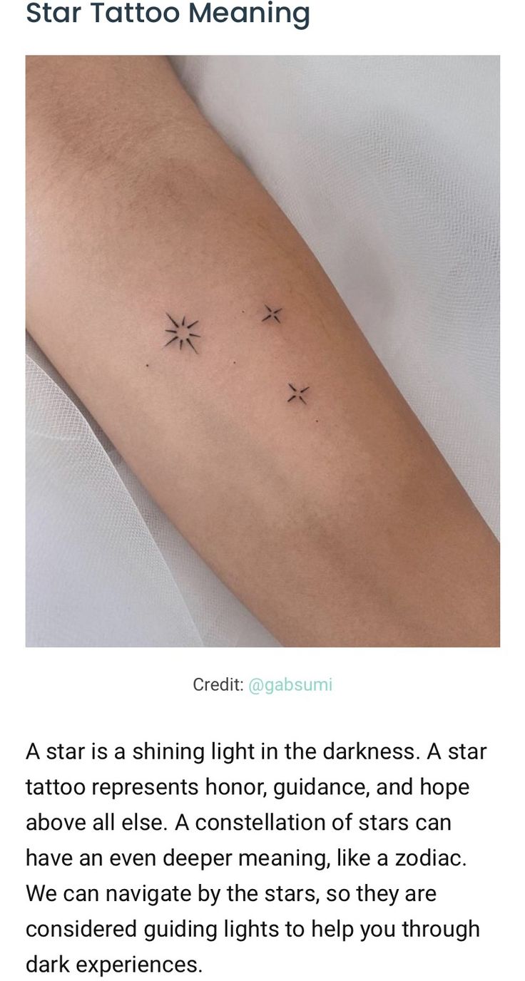 a person with a tattoo on their arm and the caption below it reads, star tattoo meaning