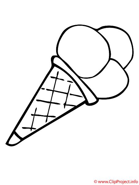 an ice cream cone with two scoops on top coloring page for kids, printable