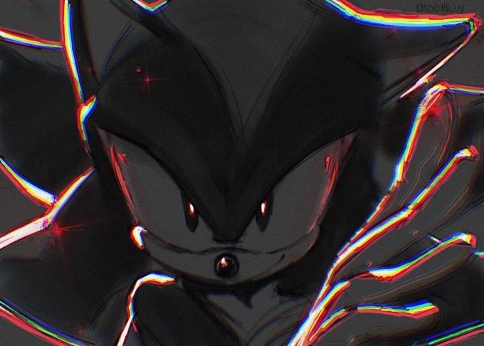 a close up of a sonic the hedgehog character with glowing colors on it's face