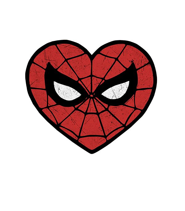 a heart shaped spiderman face with eyes