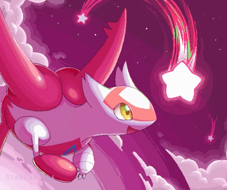 the pink cat is flying through the sky