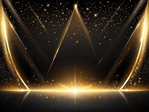 an abstract gold background with lights and sparkles