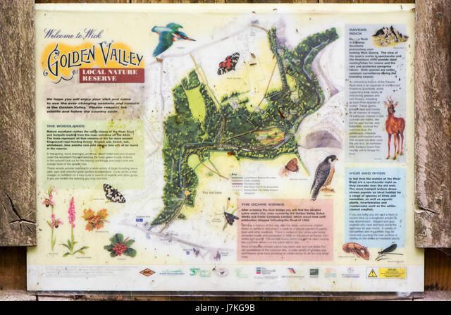 a sign showing the location of golden valley state park and wildlife preserve - stock image