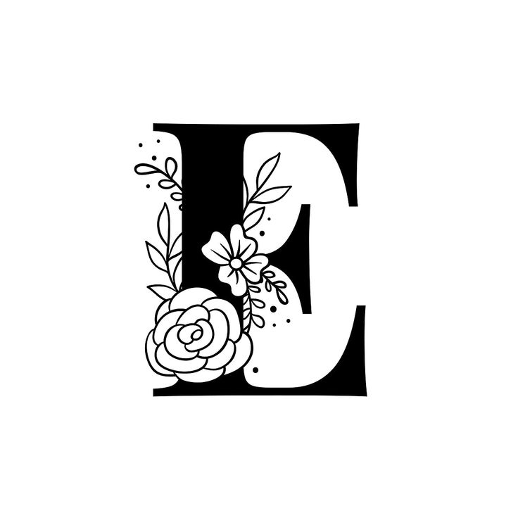 the letter g with flowers and leaves on it's uppercase is outlined in black