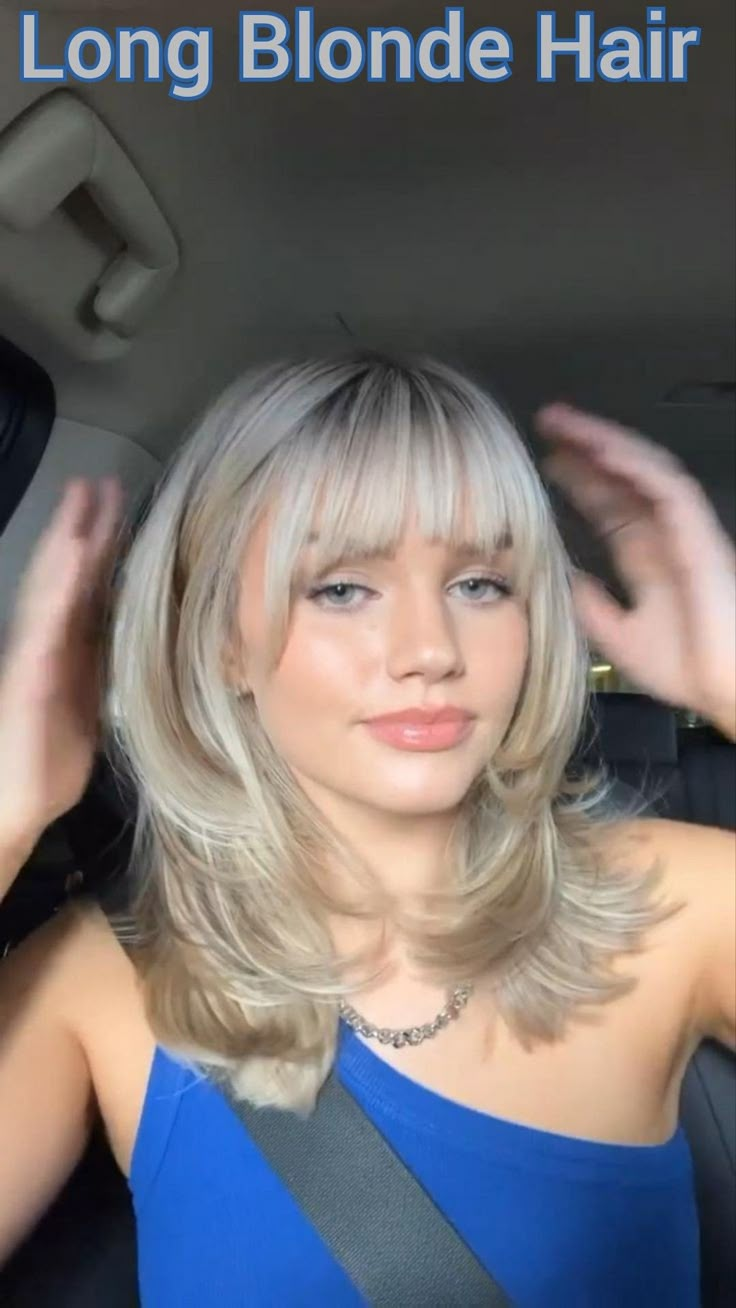 Blonde Hairstyles With Bangs, Shay Sullivan, Haircut Selfie, Layered Hair With Bangs, Blonde Hairstyle, Blonde Hair With Bangs, Blonde Hair Ideas, Medium Length Hair With Layers, Bangs With Medium Hair