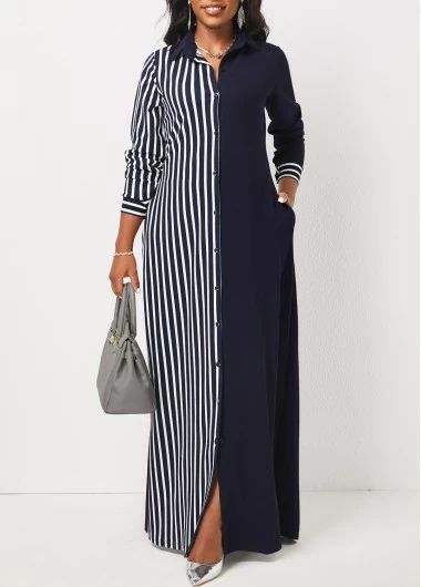 Two Color Dress Ideas, Chiffon Dress Casual Classy Plus Size, Long Shirt Dresses For Women, Stripe Dresses For Women, Xxl Size Dresses Style, Maxi Dress Designs Ideas, Maxi Black Dress Outfit, Maxi Shirt Dress Outfit, Plus Size Maxi Dress Outfit