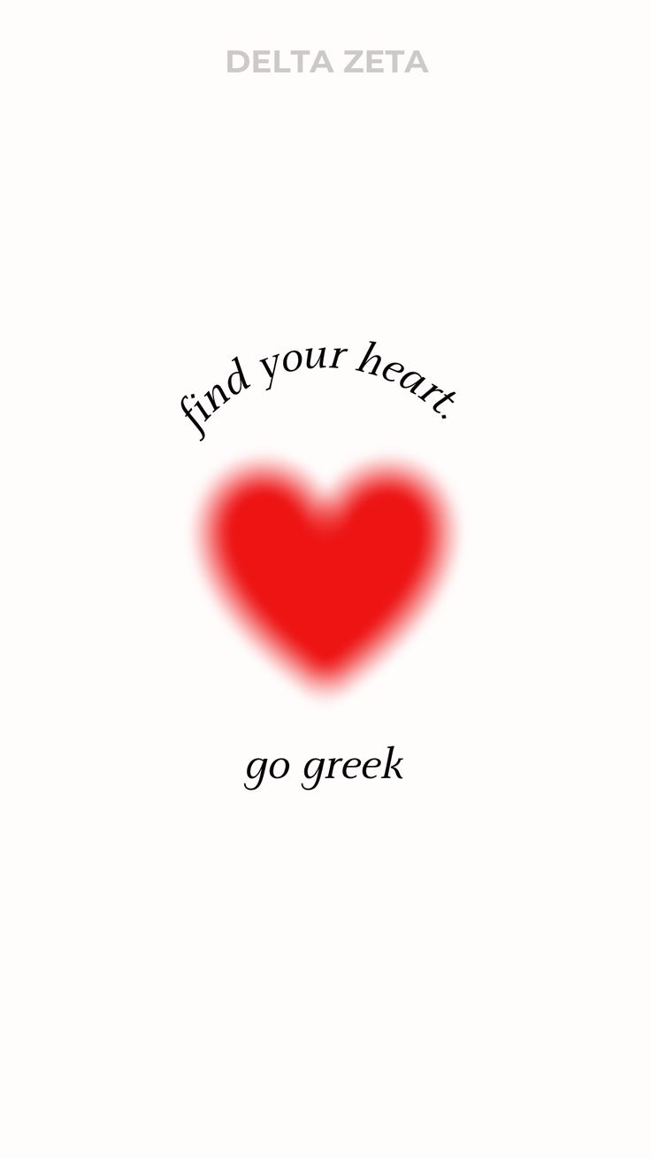 a red heart with the words, find your heart go greek