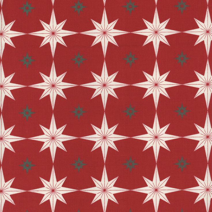 a red background with green and white stars