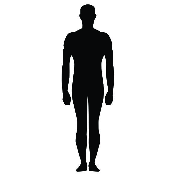 a black and white silhouette of a man's body with no shirt or pants