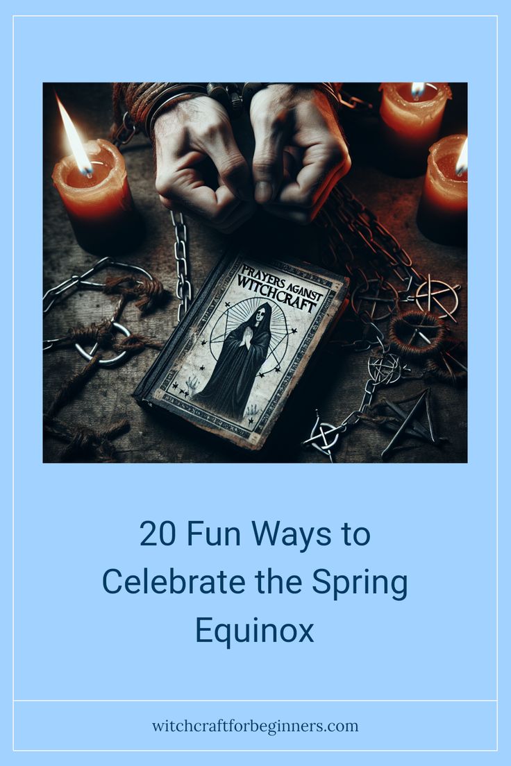 two hands holding an open book with the words 20 fun ways to celebrate the spring equinox