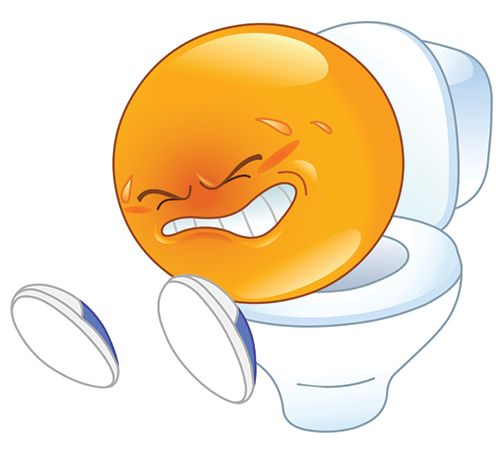 an orange is sitting on the toilet with its mouth open