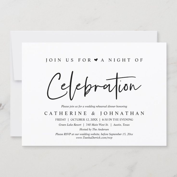 an elegant celebration card with the word celebration on it, in black ink and white paper