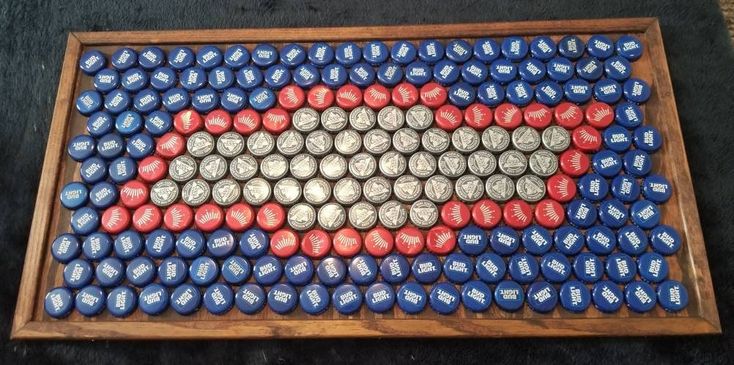 an american flag made out of beer cans