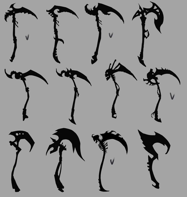 the silhouettes of different types of dragon heads and claws, all in black on a gray background