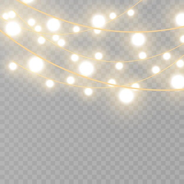 a string of lights on a transparent background