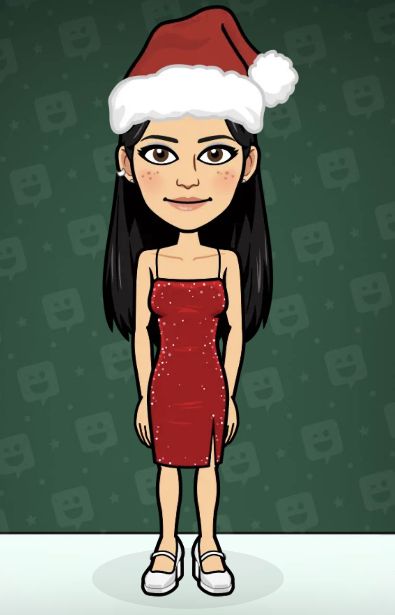 a cartoon girl wearing a santa hat