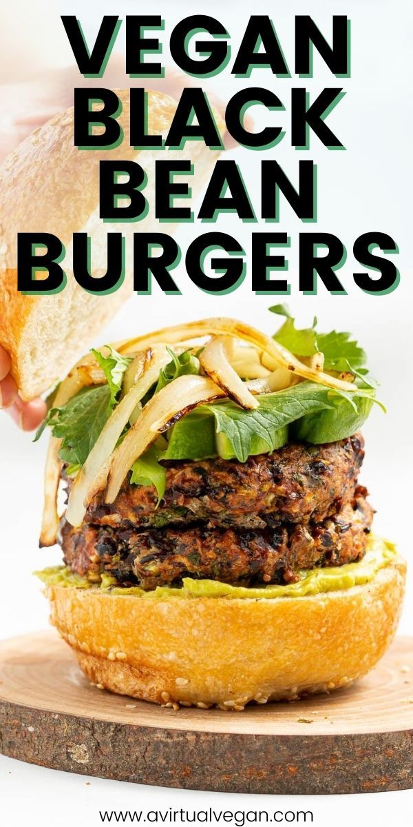 vegan black bean burgers with lettuce and onions