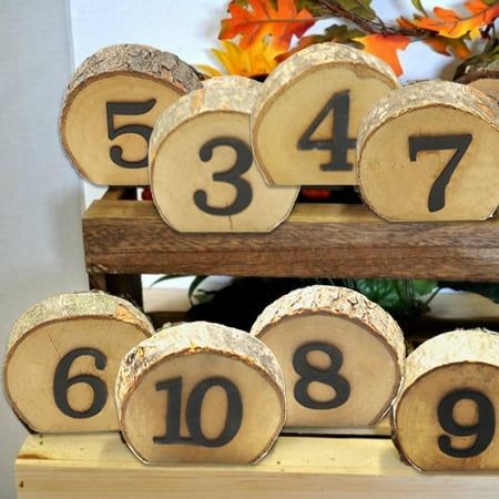 the numbers are numbered on wood slices