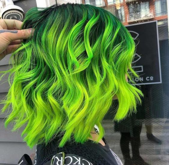 Unleash your wild side with our Vibrant Green Hair Dye! Transform your look with eye-catching green locks that demand attention. Our long-lasting formula ensures your new hue stays vibrant and bold, expressing your unique style. From emerald elegance to electric neon, explore endless shades of green. Whether you're aiming for a subtle hint or an all-out green statement, our hair dye lets you be the artist. Get ready to turn heads and make a colorful impression that's as unique as you are! Neon Green Hair Dye, Neon Hair Color, Hair Colors To Try, Neon Green Hair, Green Hair Dye, Rainbow Hair Color, Creative Hair Color, Neon Hair, Pretty Hair Color