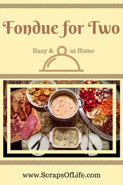 the cover of a recipe book for fondue for two, easy and at home