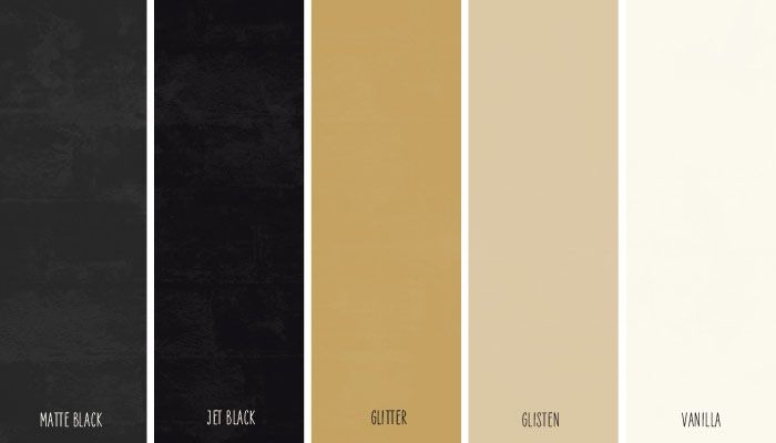 four different shades of black, beige, and white are shown in the same color scheme