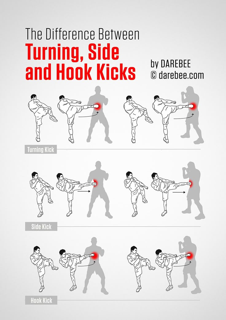 the differences between turning, side and hook kicks by daebee com info graphic