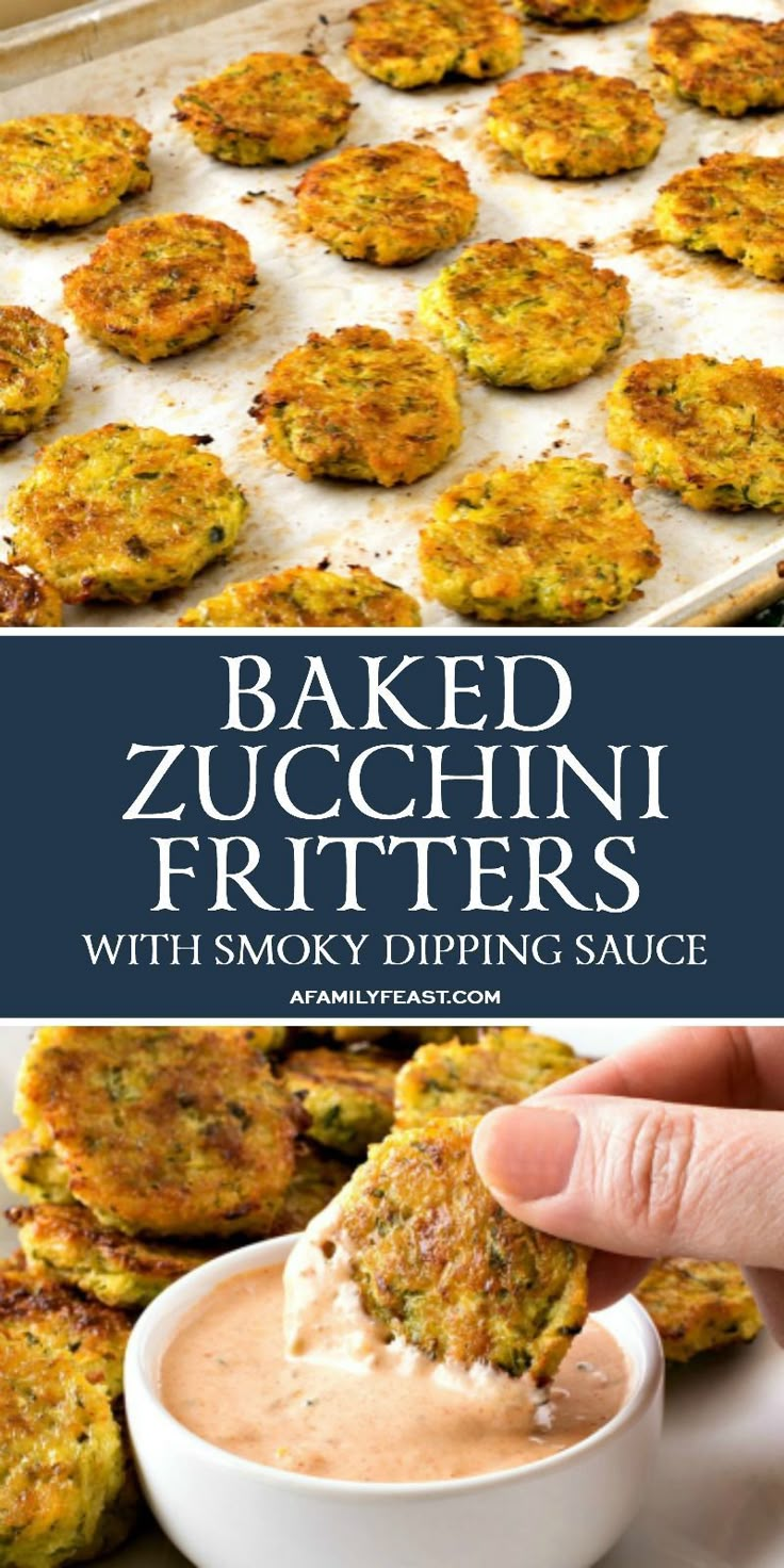 baked zucchini fritters with smoky dipping sauce