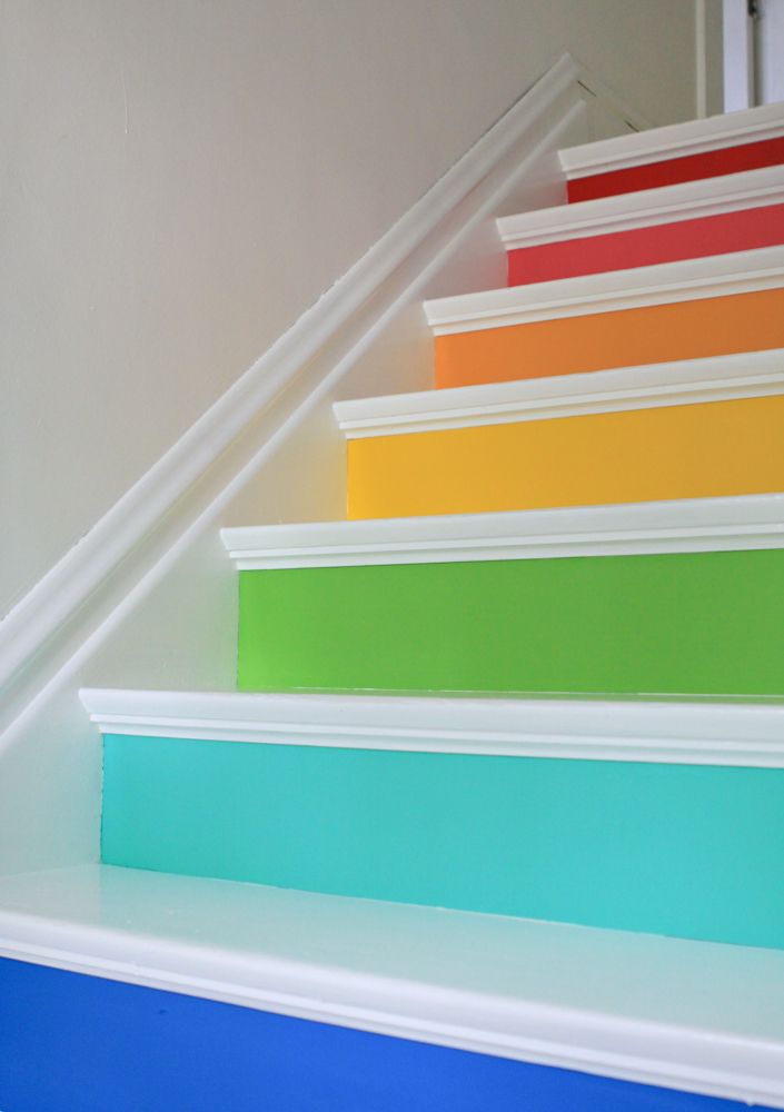 the stairs are painted in different colors