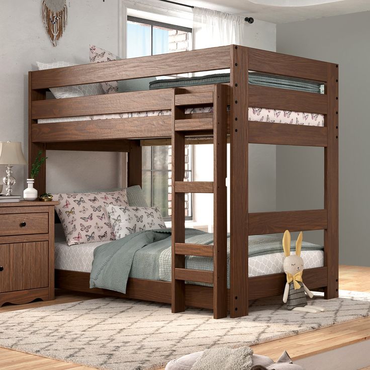 Melitta Mahogany Twin/Twin Bunk Bed - Ornate Home Bunk Bed Steps, Queen Bunk Beds, Pine Hill, Twin Over Twin Bunk Bed, Cesar Chavez, Murphy Bed Plans, Twin Bunk Bed, Bunk Beds With Stairs, Top Beds