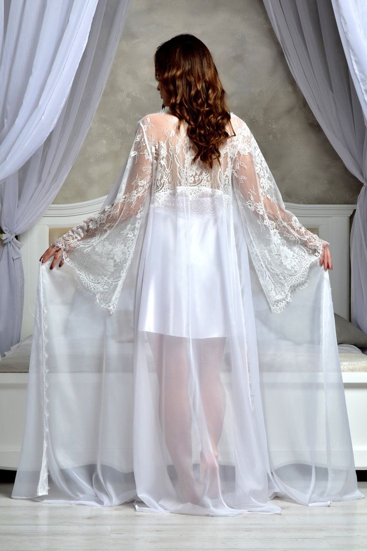 Excited to share the latest addition to my #etsy shop: White bridal peignoir set Bridal lingerie wedding night Short babydoll nightgown and lace robe Bridal shower gift for a friend https://etsy.me/2Us1a9x #sleepwear #nightgown #bridal #bride #peignoir #weddinglingerie Bride Stuff, Long Bridal Robe, Bridal Dressing Gown, Babydoll Nightgown, Wedding Night Lingerie, Lace Bridal Robe, Bridal Kimono, Peignoir Sets, Wedding Kimono