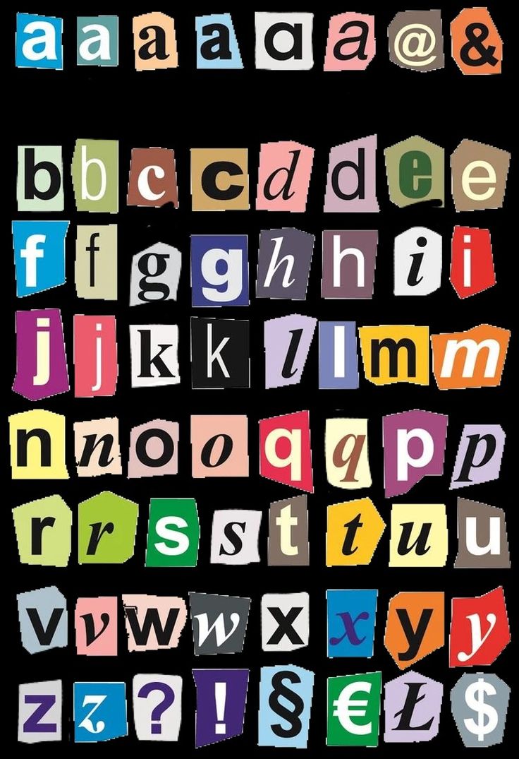 the letters and numbers are made up of different colors, shapes, and font styles