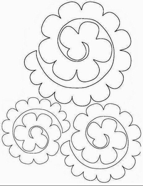 three flowers with the letter c on each side and one flower in the middle, all outlined