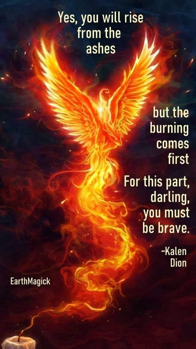 an image of a fire bird with the words, yes you will rise from the ashes but