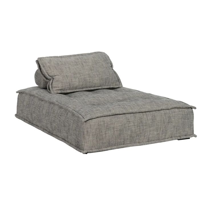 a gray chaise lounger with pillows on it