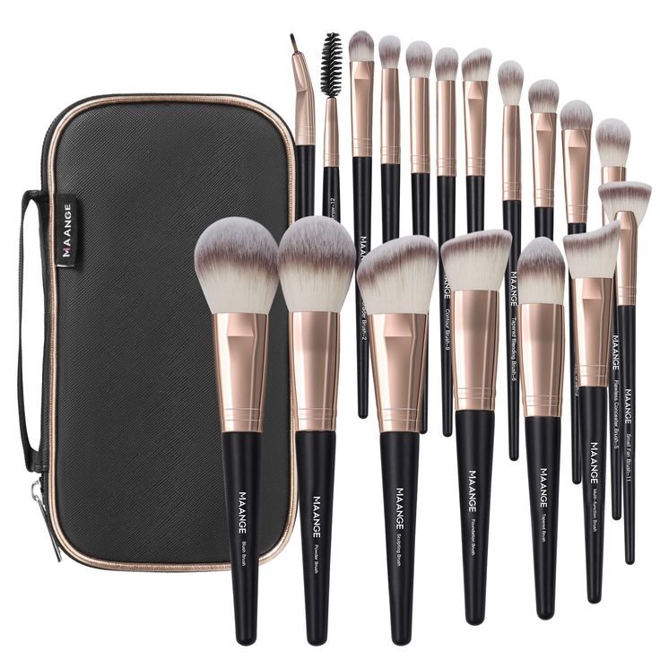 PRICES MAY VARY. Essential 18 Pcs Makeup Brushes with Bag: Contains 6 basic large kabuki brushes and 12 professional eyeshadow brushes for loose powder, eyeshadow, brows, blending, blush, concealer, lashes and more. Various sizes and shapes to meet all your needs Premium Synthetic Bristles: Soft-feeling makeup brush set, shedding and cruelty-free synthetic hair, thicker bristles make it easier to grip and blend makeup for a softer, more natural transition for a flawless finish all the time. Clas Soft Make-up, Eyeshadow Brush Set, Makeup Brush Storage, Makeup Brush Set Professional, Kabuki Brush, Makeup Needs, Professional Makeup Brushes, Soft Makeup, Eyebrow Brush