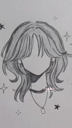 a drawing of a woman's face with stars around her neck and headband