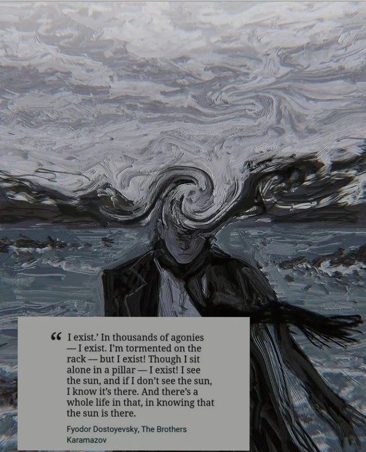 a painting with an image of a man in the water and a quote on it