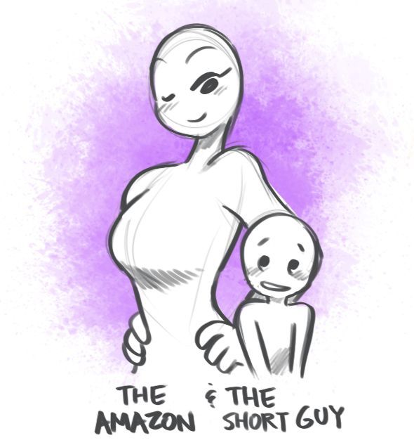 a drawing of an alien holding a baby in her arms with the words, the amazon short guy on it