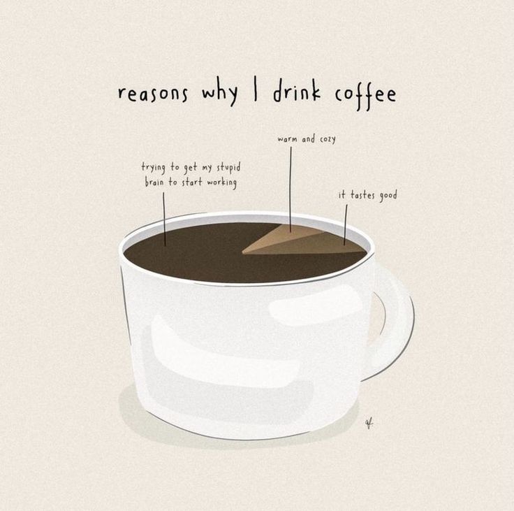 a cup of coffee with the words reason why drink coffee