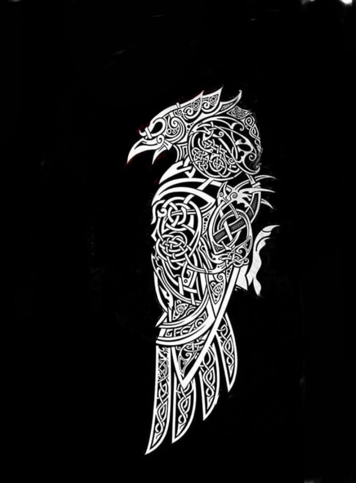 a black and white drawing of a bird with intricate designs on it's wings