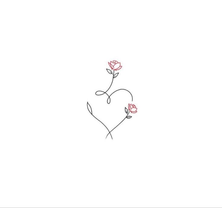 a drawing of two roses in the shape of a heart