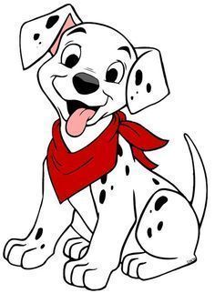 a dalmatian dog with a red scarf around its neck and tongue sticking out