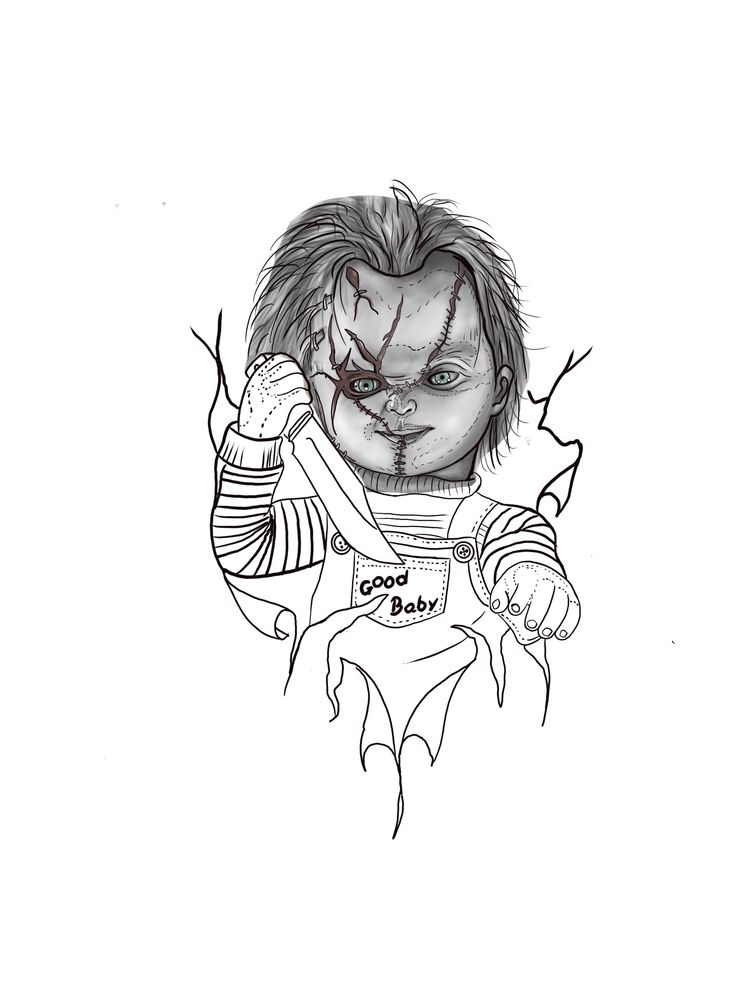 Chucky Pencil drawing  Horror   Chucky tattoo Scary tattoos  Chucky drawing