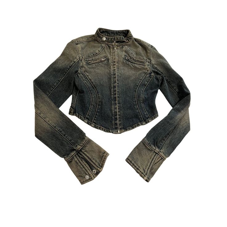 Brand New In Perfect Condition. Matching Pieces Listed S5 0724 Material: 100% Cotton Product Details Unlined Motorcycle-Style Jacket Midweight Denim Cinched Waist Detailing Center Front Zipper Closure Chest Zippers Snap Tab Closure At Neck And Cuffs Size: Womens S Condition: New Without Tags Moto Denim Jacket, Fitted Long Sleeve Denim Biker Jacket, Fitted Denim Biker Jacket With Long Sleeves, Casual Cropped Fitted Biker Jacket, Fitted Long Sleeve Biker Cropped Jacket, Fitted Long Sleeve Dark Wash Cropped Jacket, Fitted Dark Wash Cropped Jacket With Long Sleeves, Fitted Biker Cropped Jacket With Long Sleeves, Winter Long Sleeve Denim Biker Jacket