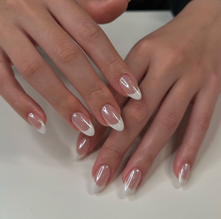 Color French Tip, Almond French Tip, Fake Nails White, French Tip Design, Long Stiletto Nails, Graduation Nails, Nagel Tips, Basic Nails, Festival Nails