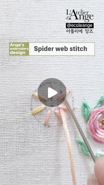 the needle is being used to make spider web stitchs